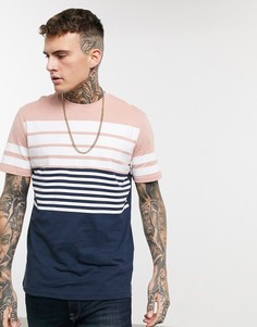 Темно-синяя футболка в полоску Only & Sons-Темно-синий