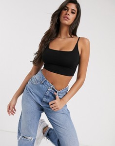 Черный кроп-топ на бретелях с квадратным вырезом ASOS DESIGN