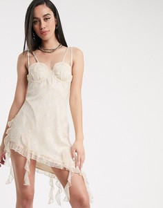 Структурированное платье мини с оборками ZYA-Кремовый З&Я