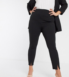 Узкие трикотажные брюки с разрезами ASOS DESIGN Curve-Черный