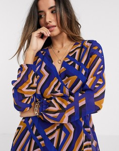 Платье с запахом и геометрическим принтом Vero Moda-Мульти