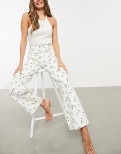 Свободные джинсы с завышенной талией и цветочным принтом ASOS DESIGN-Мульти