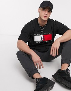 Черная oversized-футболка с логотипом Tommy Hilfiger x Lewis Hamilton capsule-Черный