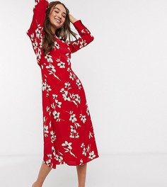 Красное платье миди с узором New Look Petite-Красный