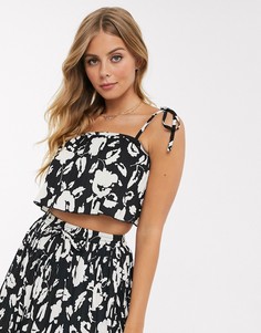 Фактурный топ на бретельках от комплекта с монохромным принтом ASOS DESIGN-Мульти