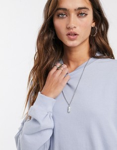 Синий трикотажный топ Bershka-Зеленый