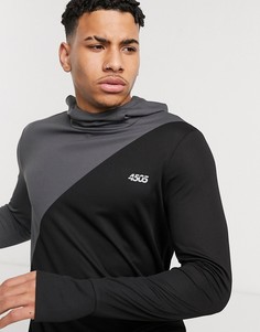 Лонгслив для бега с контрастными вставками и капюшоном ASOS 4505-Черный