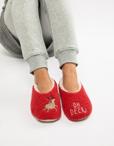 Слиперы с дизайном оленя Sock Shop-Красный