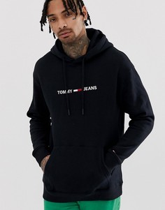 Худи черного цвета с небольшим логотипом на груди Tommy Jeans-Черный