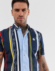 Рубашка в полоску с принтом River Island-Темно-синий