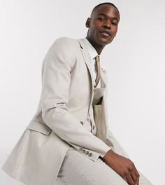 Светло-бежевый супероблегающий пиджак из хлопка и льна ASOS DESIGN Tall wedding