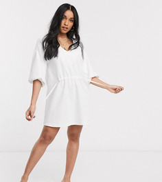 Белое свободное платье с завязкой ASOS DESIGN Petite-Белый