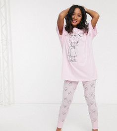 Леггинсы и футболка с принтом Лизы Симпсон ASOS DESIGN Petite-Розовый