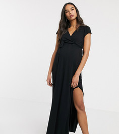 Черное платье макси с запахом и завязкой ASOS DESIGN Maternity-Черный