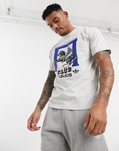 Серая футболка с логотипом adidas Originals club pillar-Серый