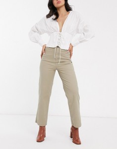 Светло-бежевые прямые брюки ASOS DESIGN-Светло-бежевый