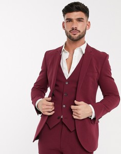 Эластичный супероблегающий пиджак бордового цвета ASOS DESIGN-Красный