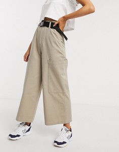 Светло-бежевые широкие брюки с завышенной талией ASOS DESIGN-Светло-бежевый