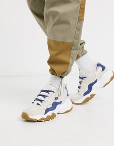 Белые кроссовки со светло-коричневыми вставками Skechers dlites 3.0-Белый