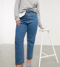 Темные узкие джинсы в винтажном стиле с завышенной талией ASOS DESIGN Curve-Синий