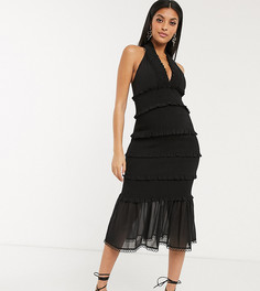 Присборенное платье миди с V-образным вырезом и оборками ASOS DESIGN Maternity-Мульти