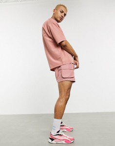 Розовые шорты для плавания из ткани рипстоп с карманами в стиле милитари ASOS DESIGN-Розовый