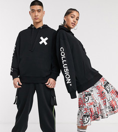 Худи черного цвета с логотипом COLLUSION Unisex-Черный