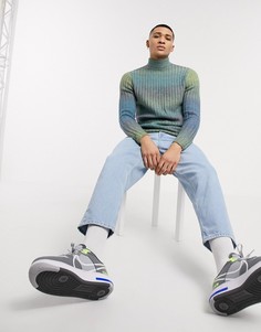 Меланжевый джемпер-водолазка в рубчик ASOS DESIGN-Серый