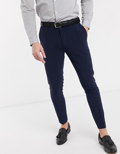 Темно-синие строгие укороченные брюки супероблегающего кроя ASOS DESIGN-Темно-синий
