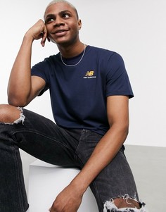 Темно-синяя футболка с логотипом New Balance-Темно-синий
