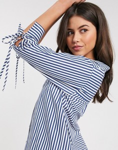 Рубашка из поплина в синюю полоску River Island-Синий