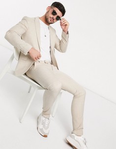 Светло-бежевые супероблегающие брюки Topman-Светло-бежевый