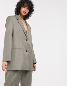 Свободный темно-серый пиджак ASOS DESIGN-Зеленый