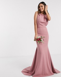 Розовое платье с глубоким вырезом на спине Missguided Bridesmaid-Розовый