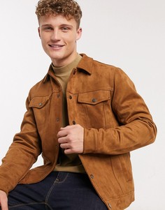 Светло-коричневая куртка из искусственной замши New Look-Светло-коричневый