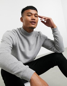 Серый меланжевый свитшот с высоким воротом ASOS DESIGN