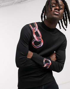 Черный лонгслив скинни с принтом цепей ASOS DESIGN