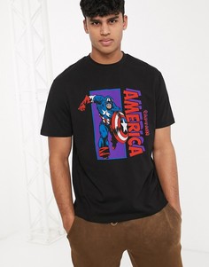 Свободная футболка с принтом "капитан Америка" ASOS DESIGN Marvel-Черный