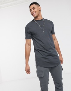 Черная футболка с закругленным краем River Island-Черный
