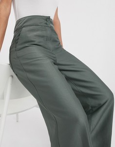 Широкие брюки цвета хаки Weekday-Зеленый