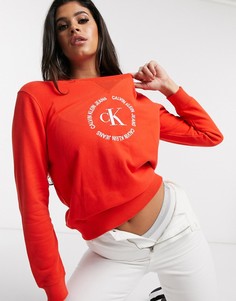 Красный трикотажный свитшот с логотипом Calvin Klein Jeans