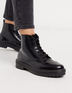 Черные ботинки на шнуровке Miss Selfridge-Черный