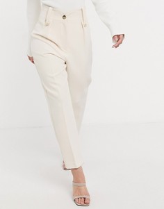 Кремовые брюки строгого кроя River Island-Кремовый