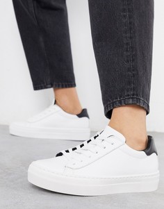 Белые кожаные кроссовки со шнуровкой ASOS DESIGN-Белый