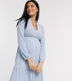 Голубое свободное платье с V-образным вырезом New Look Maternity-Синий