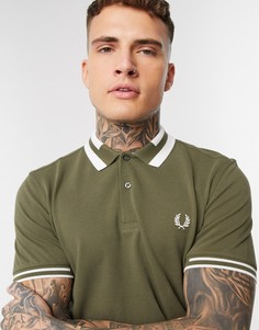 Футболка-поло цвета хаки с кантом Fred Perry-Зеленый