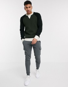 Темно-зеленый джемпер с длинными рукавами реглан River Island