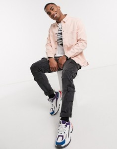 Розовая джинсовая рубашка навыпуск Bershka-Розовый