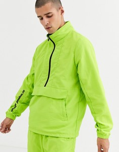 Неоново-зеленая нейлоновая куртка-пуловер от комплекта Criminal Damage-Зеленый