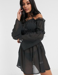 Платье мини с открытыми плечами South Beach-Черный